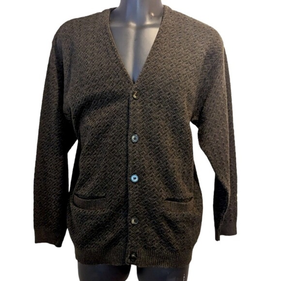 Vintage brown grampa cardigan large - Picture 2 of 6